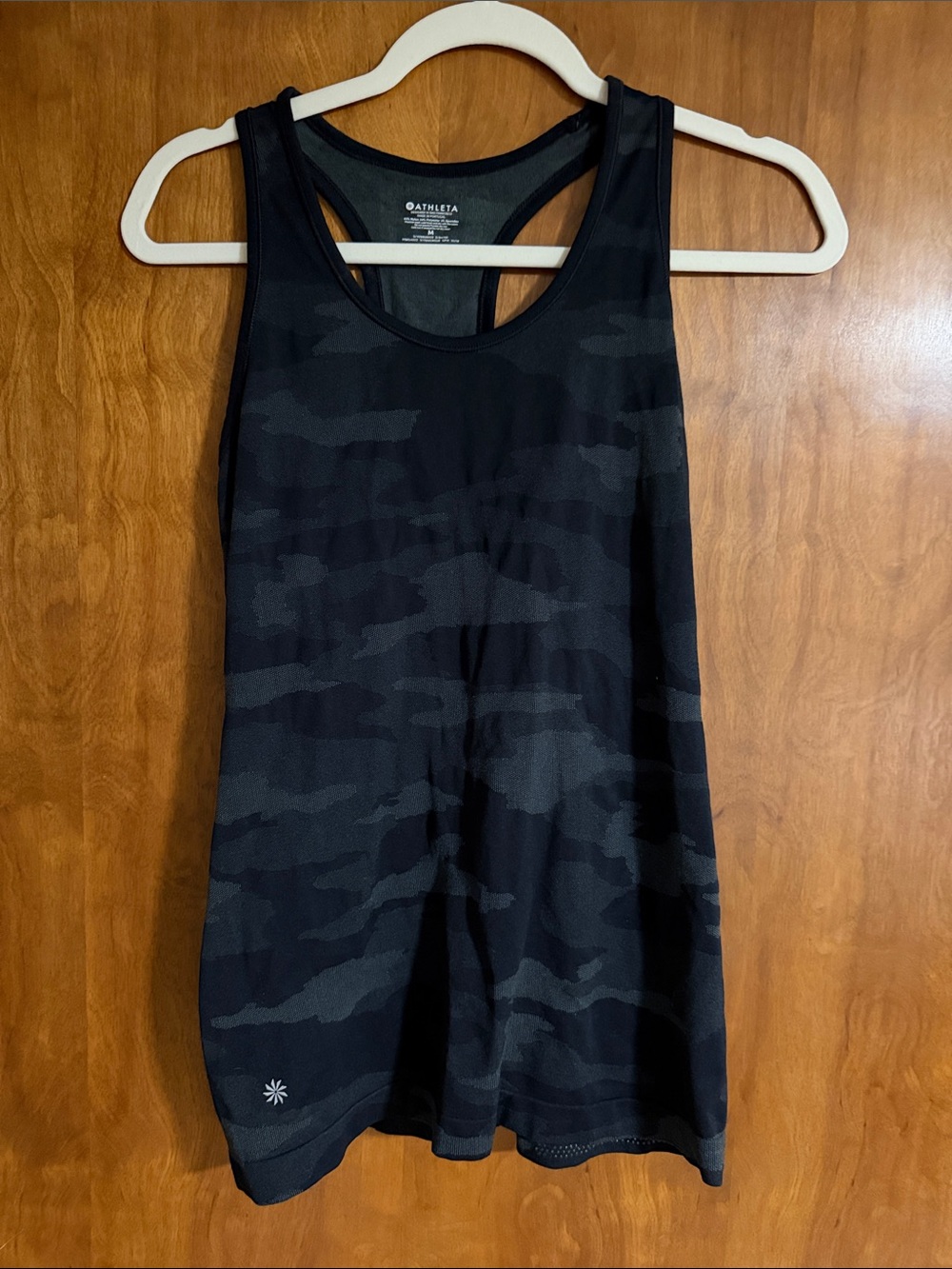 Athleta Black and Charcoal Camo Racerback Tank